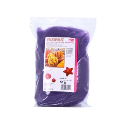 Филц от чиста овча вълна, 50 g, цвят виолетов