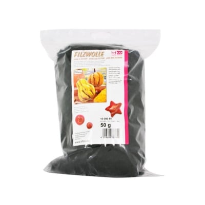 Филц от чиста овча вълна, 50 g, черен