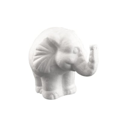 Слон от стиропор, бял, H 120 mm