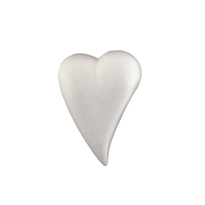 Сърце-капка от стиропор, бял, 120x85 mm