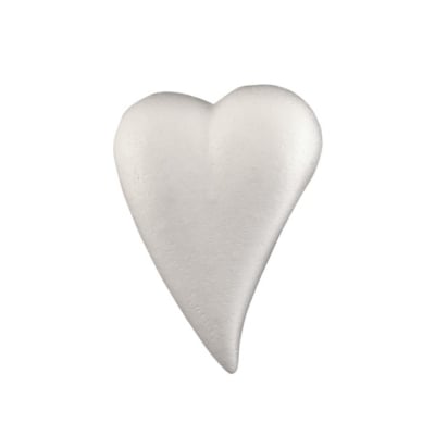 Сърце-капка от стиропор, бял, 82x55 mm