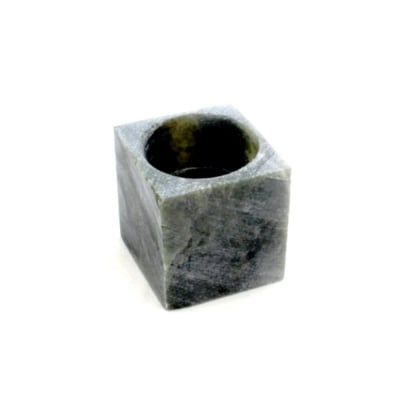 Кубче свещник, 7х7 cm, сапунен камък, черен