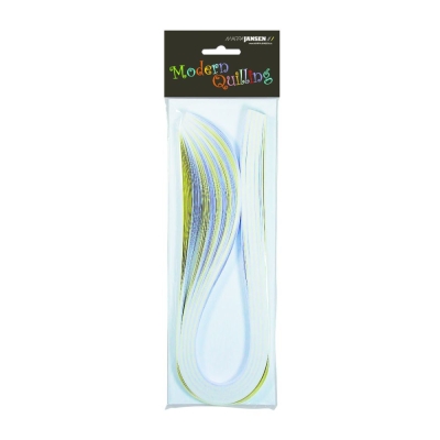 Ленти за квилинг, 10 mm x 48 cm, 100 ленти, бял/кремав