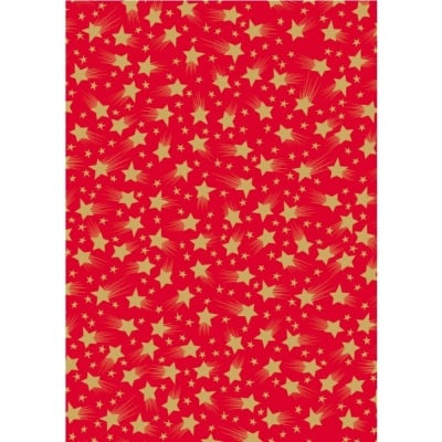 Хартия прозрачна твърда, 115 g/m2, 50 x 60 cm, 1л, Падащи звезди, червен