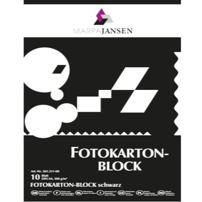 Блок фото картон, 300 g/m2, A4, 10 листа, черен