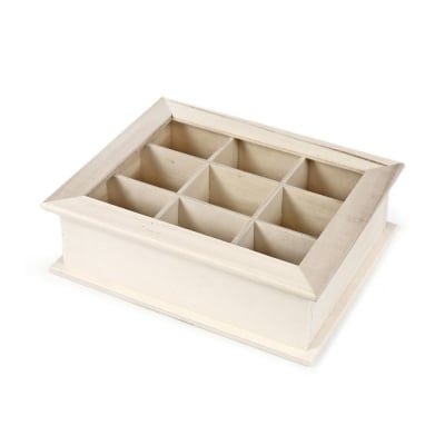 Дървена кутия с прозрачен капак 19 x 24 x 8 cm, натурален