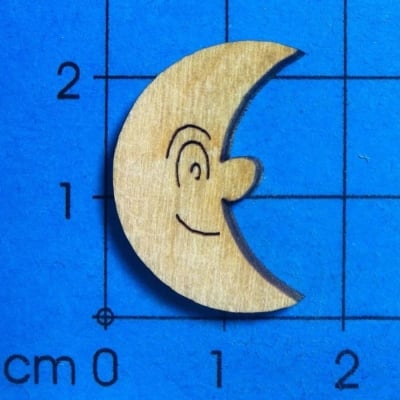 Деко фигурка луна с отвор, дърво, 20 mm