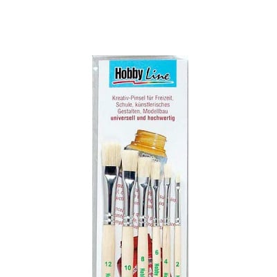 Комплект четки HOBBY LINE Pinsel Set Schule+Freizeit, плоски, 6 броя