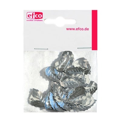 Пайети, листа, релефни, 12 х 18 mm, ~ 33 бр., сребристи