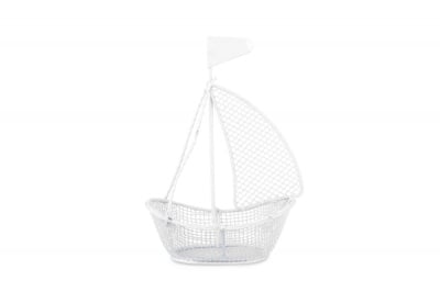 Декоративна фигурка Лодка, 4 х 3 х 7 cm, метал, бял