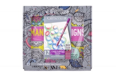 Подаръчен комплект за оцветяване Mandala с включен комплект моливи