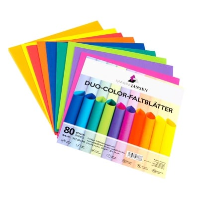 Блок двуцветна хартия, 80 g/m2, 20 x 20 cm, 80 л, 5 цвята