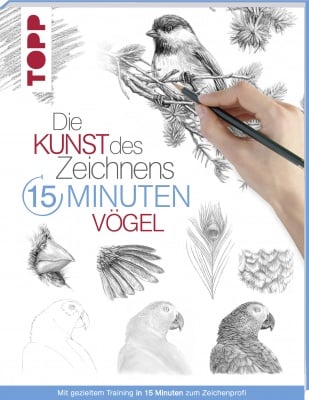 Книга на немски език TOPP, DIE KUNST DES ZEICHNENS 15 MINUTEN - VÖGEL, 96 стр.