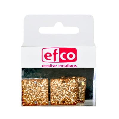 Бижу Acryl Ice crystal, квадрат, 20 mm, 5 броя, златисти