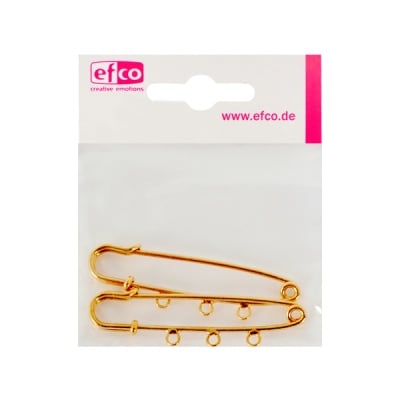 Бижутерска игла с 3 халки, 56 mm, 2 броя, позлатена