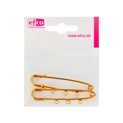 Бижутерска игла с 3 халки, 75 mm, 2 броя, позлатена