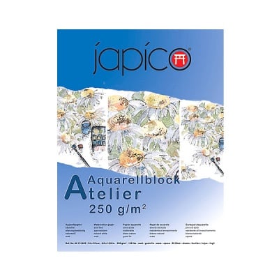 Блок за акварелни бои JAPICO Atelier, 250 g/m2, 24 x 32 cm, 10 л., грапав