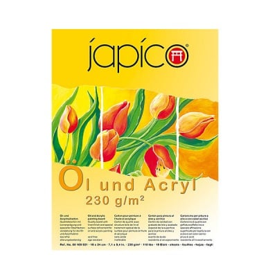 Блок за маслени и акрилни бои JAPICO, 230 g/m2, 18 x 24 cm, 10 листа
