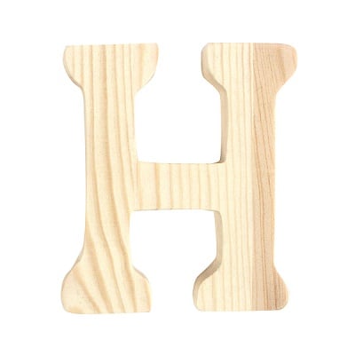Буква декоративна RicoDesign, "H", натурално дърво, 8 cm
