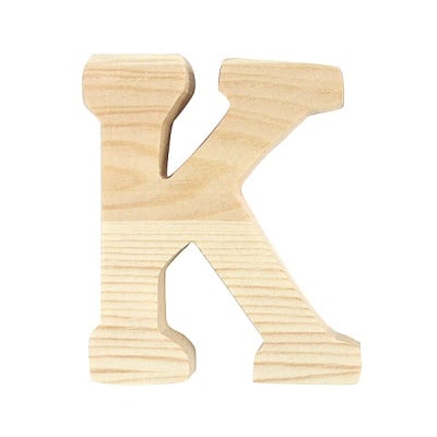 Декоративна буква RicoDesign, "K", натурално дърво, 8 cm
