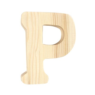 Буква декоративна RicoDesign, "P", натурално дърво, 8 cm