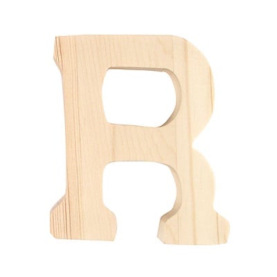 Буква декоративна RicoDesign, "R", натурално дърво, 8 cm