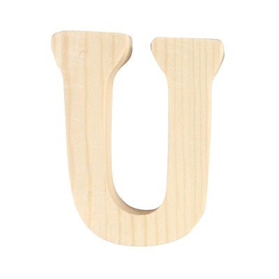 Буква декоративна RicoDesign, "U", натурално дърво, 8 cm
