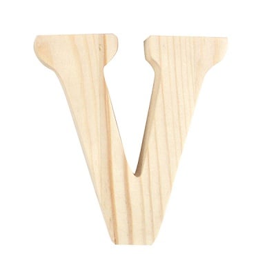 Буква декоративна RicoDesign, "V", натурално дърво, 8 cm