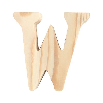 Буква декоративна RicoDesign, "W", натурално дърво, 8 cm