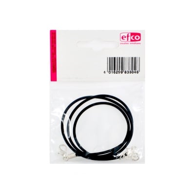 Черна гумена верижка с посребрена закопчалка, ф 2mm / 45 cm