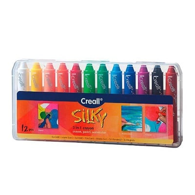 Комплект цветни пастели 3 в 1 CREALL Silky 12 цвята, 12 бр.