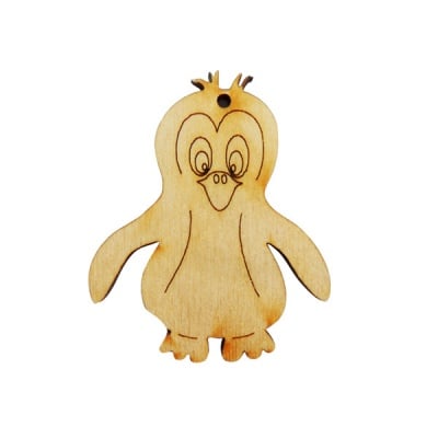 Деко фигурка бебе пингвин, дърво, 50 mm