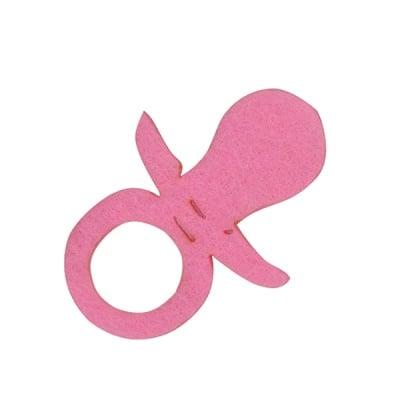 Деко фигурка биберон, филц, 30 mm, розов