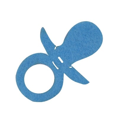 Деко фигурка биберон, филц, 40 mm, светло син