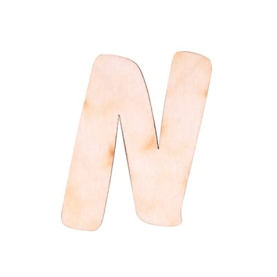 Деко фигурка буква "N", дърво, 19 mm