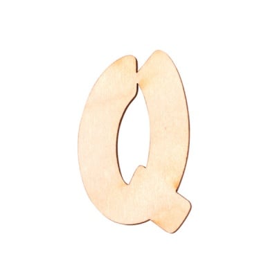 Деко фигурка буква "Q", дърво, 50 mm
