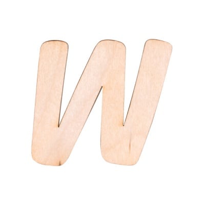 Деко фигурка буква "W", дърво, 19 mm