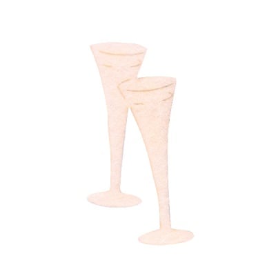 Деко фигурка чаши шампанско, Filz, 40 mm, кремави