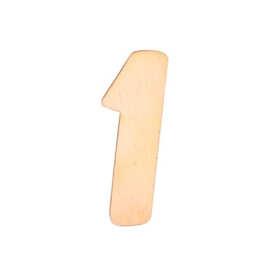 Деко фигурка цифра "1", дърво, 28 mm