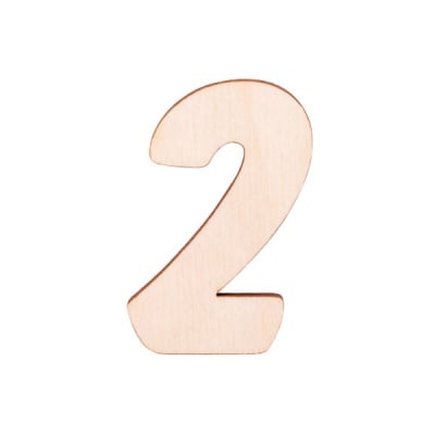 Деко фигурка цифра "2", дърво, 19 mm