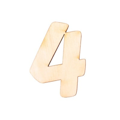 Деко фигурка цифра "4", дърво, 19 mm