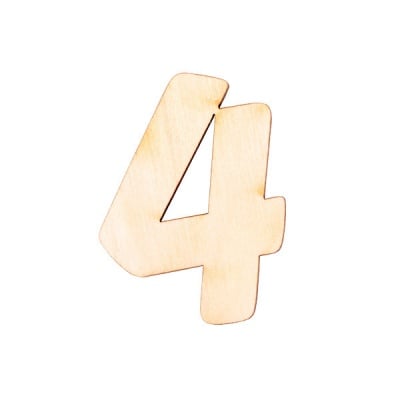 Деко фигурка цифра "4", дърво, 50 mm