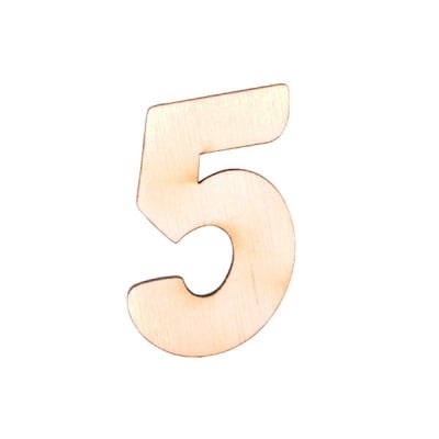 Деко фигурка цифра "5", дърво, 19 mm