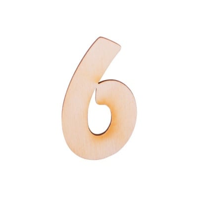 Деко фигурка цифра "6", дърво, 50 mm