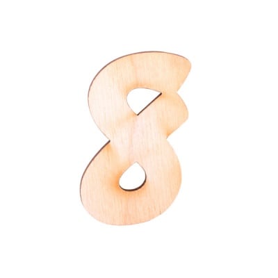 Деко фигурка цифра "8", дърво, 19 mm