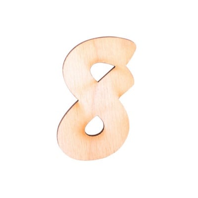 Деко фигурка цифра "8", дърво, 50 mm