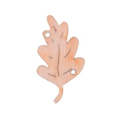 Деко фигурка дъбов лист, дърво, 50 mm