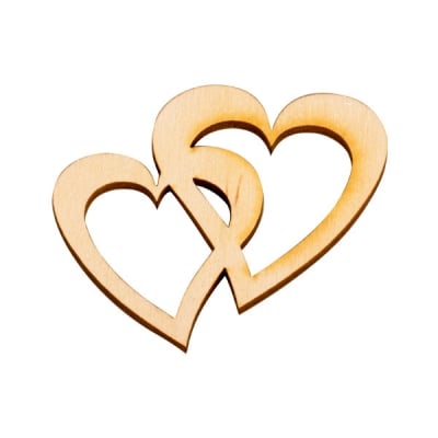 Деко фигурка две сърца, дърво