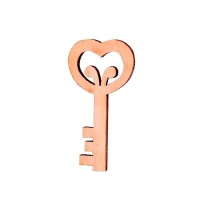 Деко фигурка ключ сърце, дърво, 40 mm