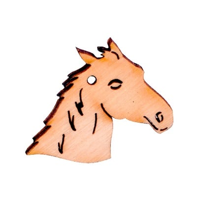 Деко фигурка конска глава с отвор, дърво, 30 mm